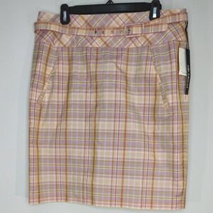 Preppy Plaid Silk Blend‎ Belted Skirt | Size 12 | NWT